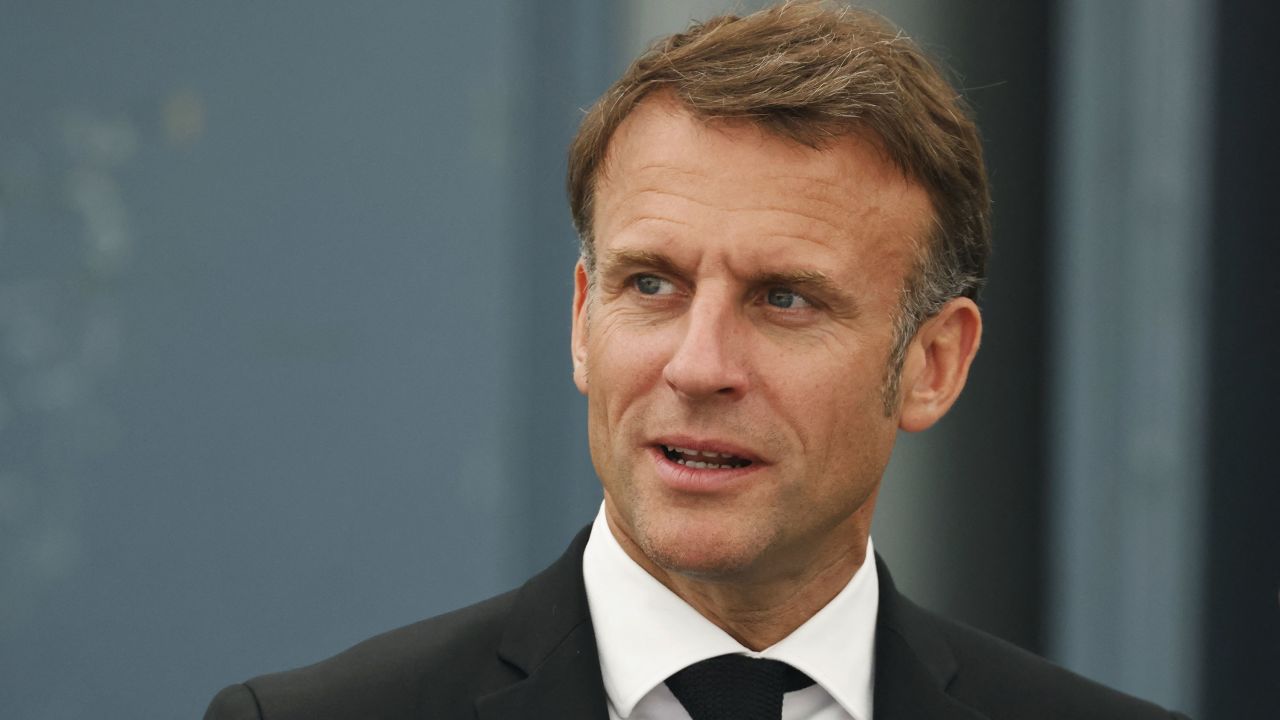 French President Emmanuel Macron attends a ceremony marking the 80th anniversary of the massacre of 643 persons by Nazi German forces, in Oradour-sur-Glane, southwestern France, on June 10, 2024. On June 10, 1944, just four days after the Allied forces landed on the Normandy coast on D-Day, 643 inhabitants, including 247 children, were massacred in the tranquil village of Oradour-sur-Glane in southwestern France, by German Waffen-SS soldiers belonging to the 2nd SS Panzer Division "Das Reich". (Photo by Ludovic MARIN / POOL / AFP) (Photo by LUDOVIC MARIN/POOL/AFP via Getty Images)