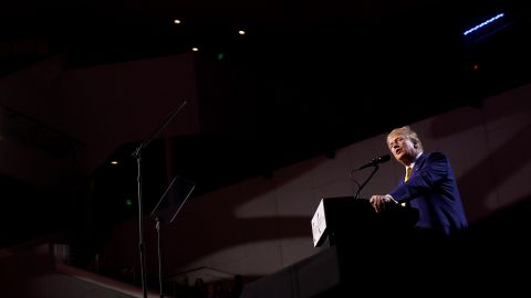 PHOENIX, ARIZONA - JUNE 06: Former U.S. President Donald Trump speaks during a Turning Point PAC town hall at Dream City Church on June 06, 2024 in Phoenix, Arizona. Trump delivered remarks and took questions from the audience during the 'chase the vote' town hall.  (Photo by Justin Sullivan/Getty Images)
