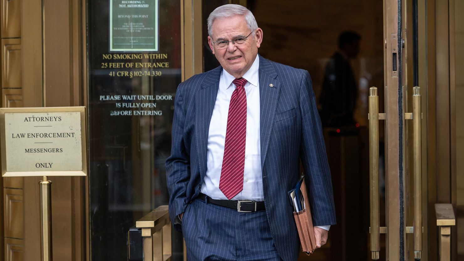 New Jersey Sen. Bob Menendez exits federal court in New York City on June 10, 2024.