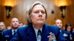 WASHINGTON, DC - JUNE 11: U.S. Coast Guard Commandant Adm. Linda Fagan arrives for a Senate Homeland Security and Governmental Affairs Subcommittee on Investigations hearing on Capitol Hill on June 11, 2024 in Washington, DC. Fagan is testifying after Shannon Norenberg, the Coast Guard Academy's sexual assault response coordinator, resigned Sunday and released a statement alleging she was used to lie and discourage victims of sexual assault from coming forward during a coverup of a report known as "Operation Fouled Anchor." (Photo by Andrew Harnik/Getty Images