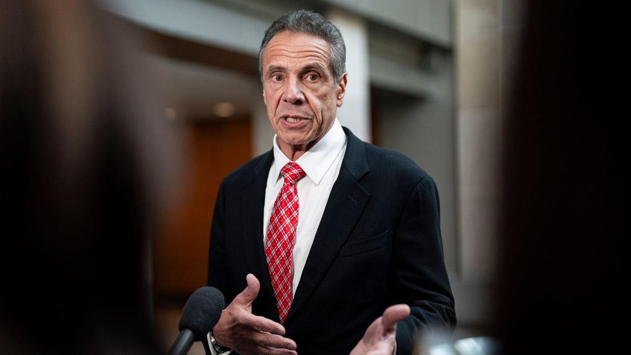 Former Gov. Andrew Cuomo speaks to reporters following a closed-door interview with the House Oversight and Accountability Subcommittee on Coronavirus Pandemic on Capitol Hill on June 11, 2024.