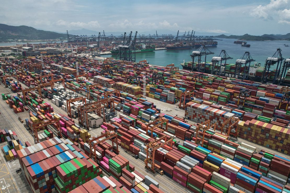 Cargo containers and cranes at Yantian port in southern China's Shenzhen earlier this year.