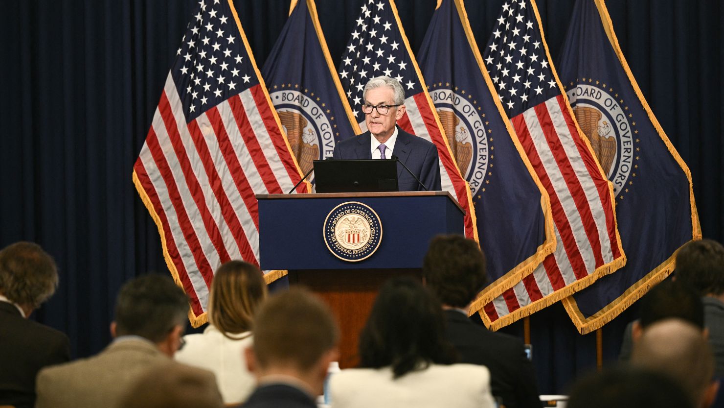 Federal Reserve Chair Jerome Powell holds a press conference in Washington, DC, on June 12.