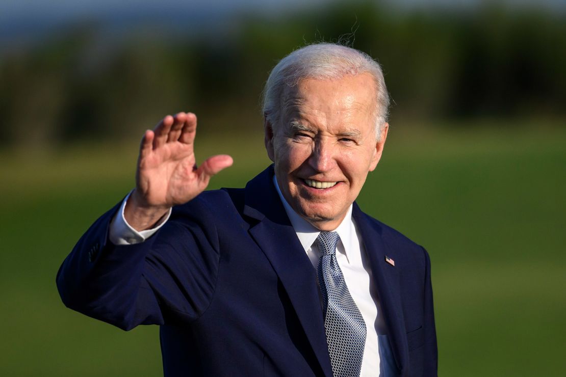 President Joe Biden joins G7 leaders as they gather to watch a parachute drop at San Domenico Golf Club - Borgo Egnazia during day one of the 50th G7 Summit in Fasano, Italy, on June 13, 2024.