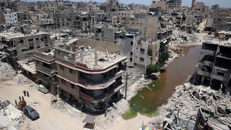 An aerial view of Khan Yunis in the southern Gaza Strip on June 14, 2024, amid the conflict between Israel and Hama.