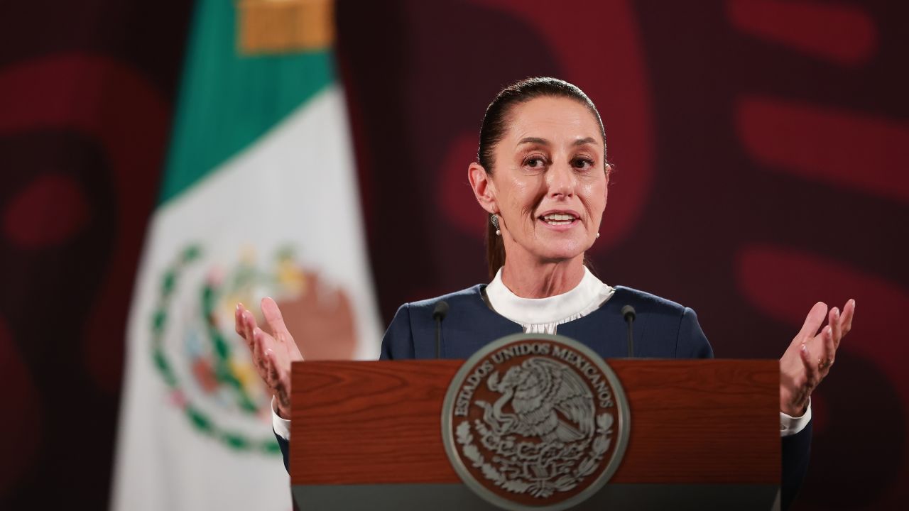 MEXICO CITY, MEXICO - JUNE 10: President-elect of Mexico Claudia Sheinbaum speaks during a press conference at Palacio Nacional on June 10, 2024 in Mexico City, Mexico. (Photo by Hector Vivas/Getty Images)