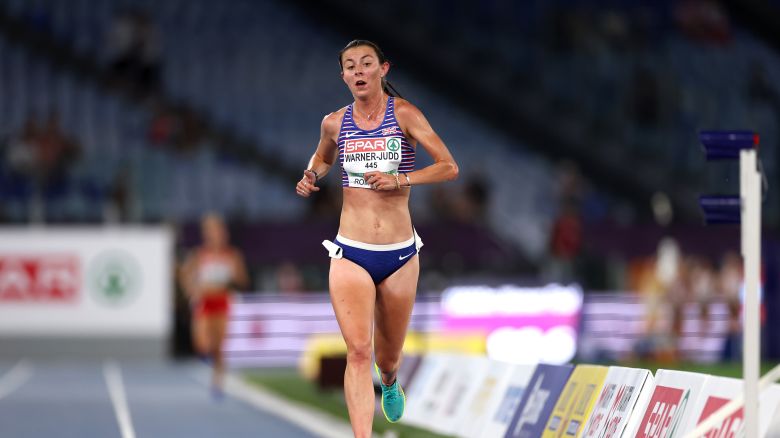 ROME, ITALY - JUNE 11: Jessica Warner-Judd of Team Great Britain competes in the Women's 10,000m Final on day five of the 26th European Athletics Championships - Rome 2024 at Stadio Olimpico on June 11, 2024 in Rome, Italy. (Photo by Michael Steele/Getty Images)