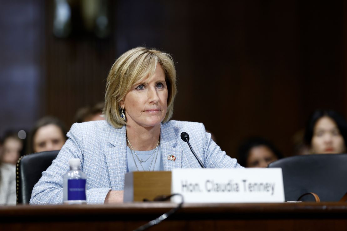 Rep. Claudia Tenney (R-NY) speaks during a hearing with the Senate Judiciary subcommittee on Capitol Hill on June 12, 2024 in Washington, DC. The subcommittee held the hearing to discuss abortion bans and travel to access them after the Dobbs v. Jackson Women's Health Organization Supreme Court ruling.