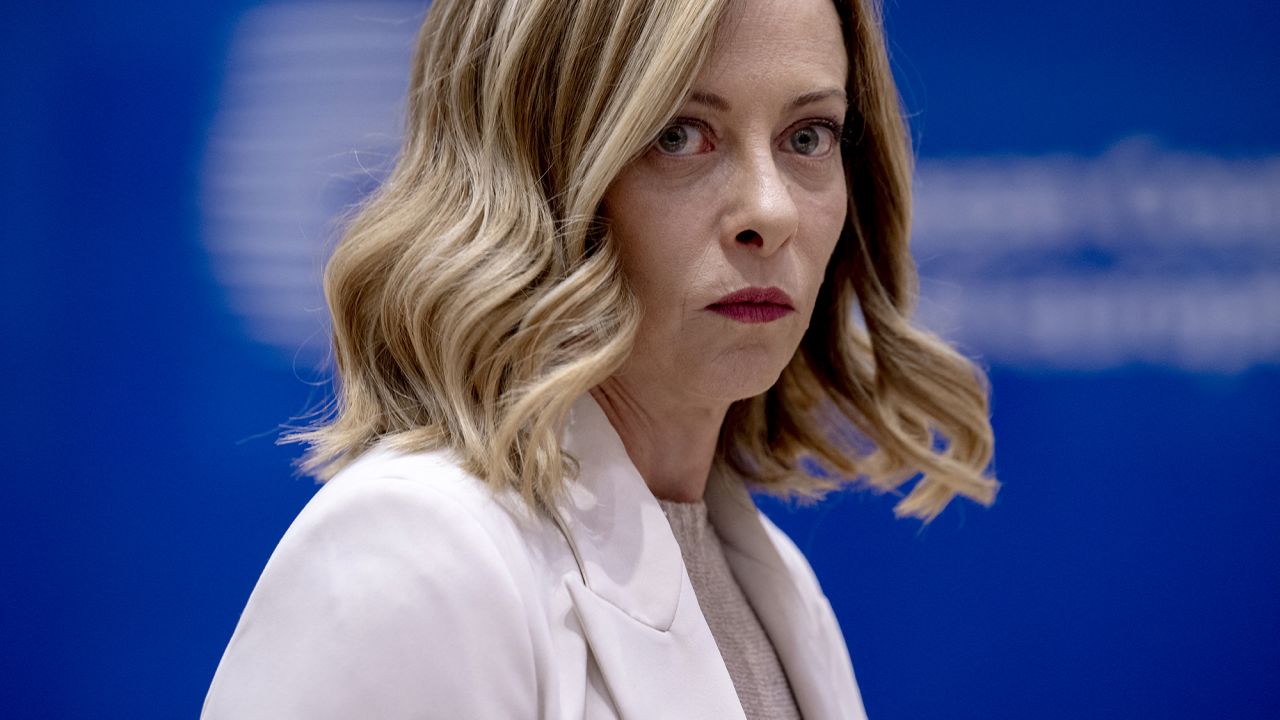 Italy's Prime Minister Giorgia Meloni arrives for an informal EU leaders summit in Brussels, Belgium, on June 17.