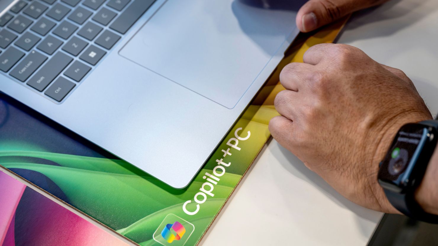 A Samsung Galaxy Book4 Edge laptop with Microsoft Copilot+ PC at a Best Buy store in Union City, California, in June 2024. Microsoft announced a major update to its Copilot AI system on Tuesday.