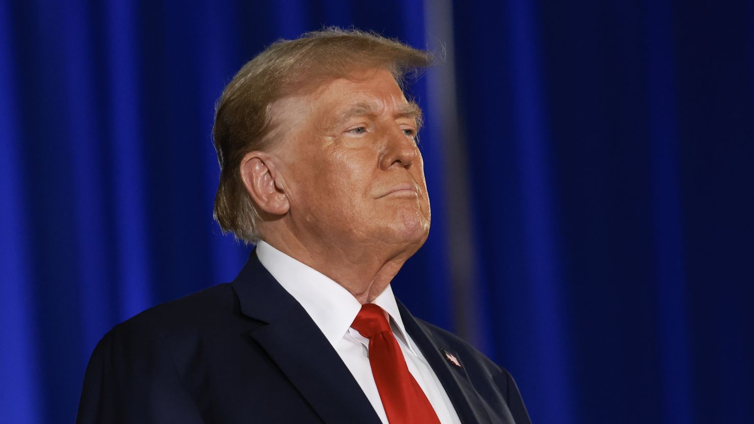 Former President Donald Trump speaks before members of the Club 47 group at the Palm Beach Convention Center on June 14, 2024, in West Palm Beach, Florida.