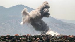 Smoke billows during Israeli bombardment on the village of Khiam in south Lebanon near the border with Israel on June 19, 2024.