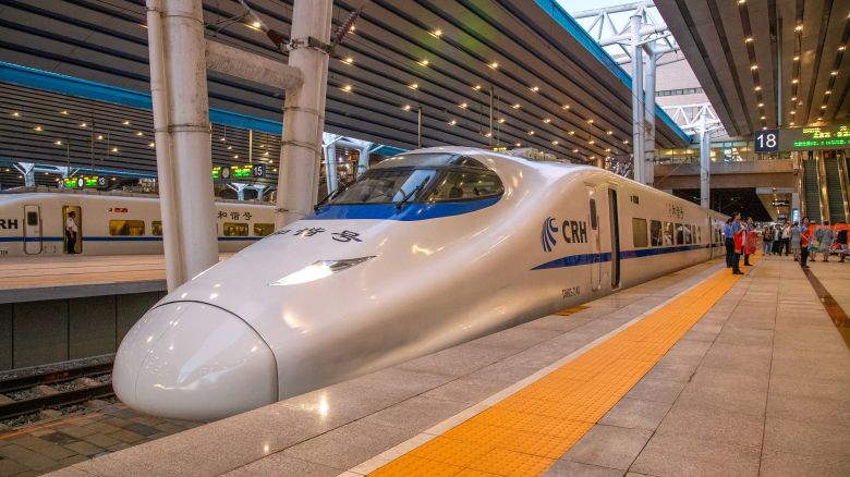 The high-speed sleeper train D909 bound for Hong Kong's West Kowloon Station departs from Beijing West Railway Station on June 15, 2024 in Beijing, China. High-speed sleeper trains connecting Beijing and Shanghai to Chinese Hong Kong started operations on June 15.