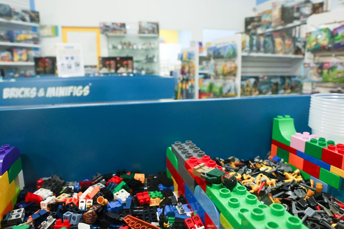 Lego pieces are displayed for customers at Bricks & Minifigs on Thursday, June 13, 2024 in Pasadena, CA. The store has not been robbed, but the store owners are paying close attention to their security apparatus.