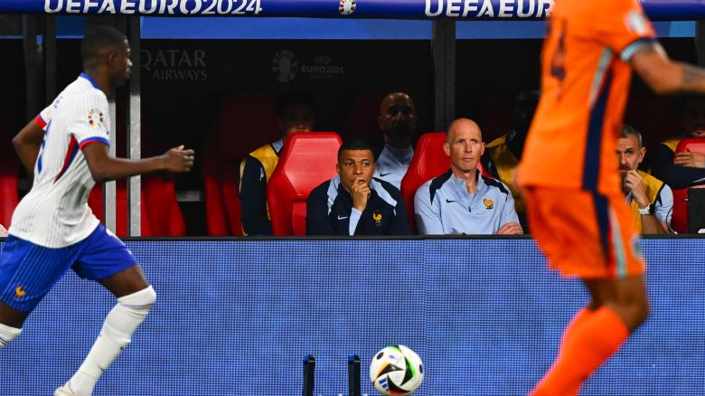 Kylian Mbappe of France during the UEFA Euro 2024 Group D match between Netherlands and France at Red Bull Arena on June 21, 2024 in Leipzig, Germany.(Photo by Anthony Dibon/Icon Sport via Getty Images)