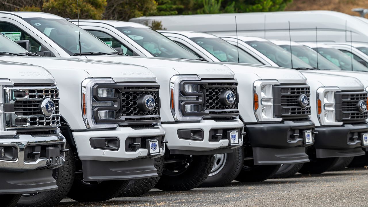 New Ford trucks for sale at a dealership in Colma, California, US, on Friday, June 21, 2024.