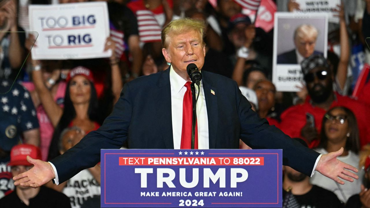 Former US President and Republican presidential candidate Donald Trump speaks at a rally in Philadelphia on June 22, 2024. (Photo by Jim WATSON / AFP) (Photo by JIM WATSON/AFP via Getty Images)