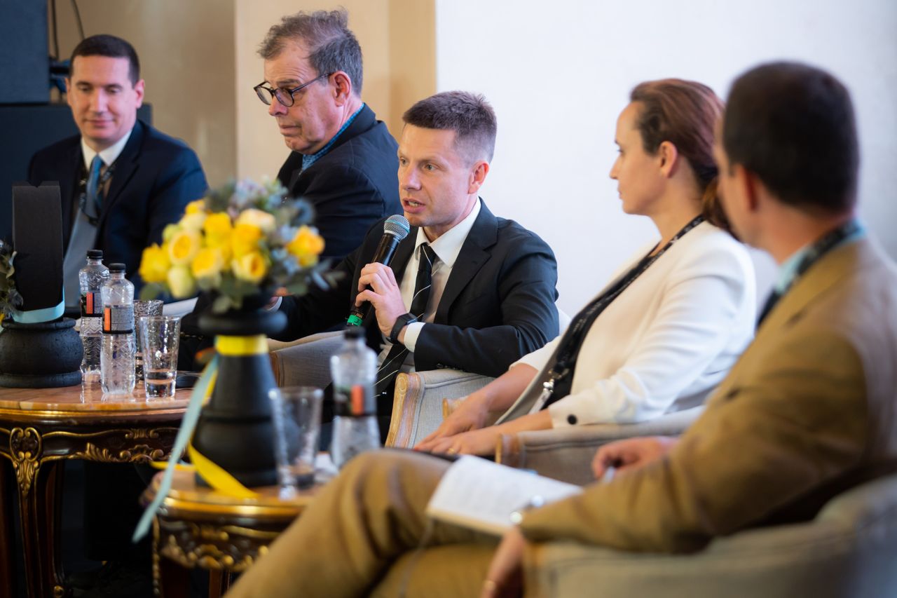 Ukrainian MP Oleksiy Goncharenko speaks during the Black Sea Security Forum, in Odesa, in June 2024.