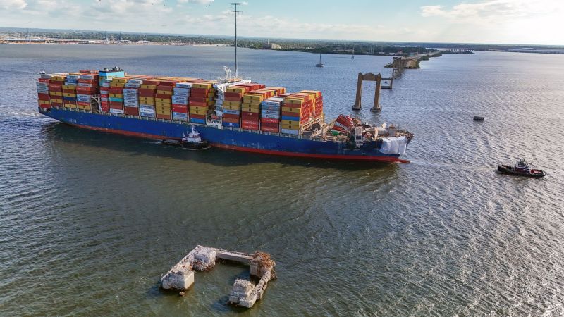 The Dali cargo ship leaves Baltimore for Virginia as 8 crew members stuck on board for months are finally home