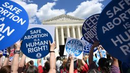 TOPSHOT - Reproductive rights activists demonstrate in front of the Supreme Court in Washington, DC, on June 24, 2024. (Photo by Jim WATSON / AFP) (Photo by JIM WATSON/AFP via Getty Images)