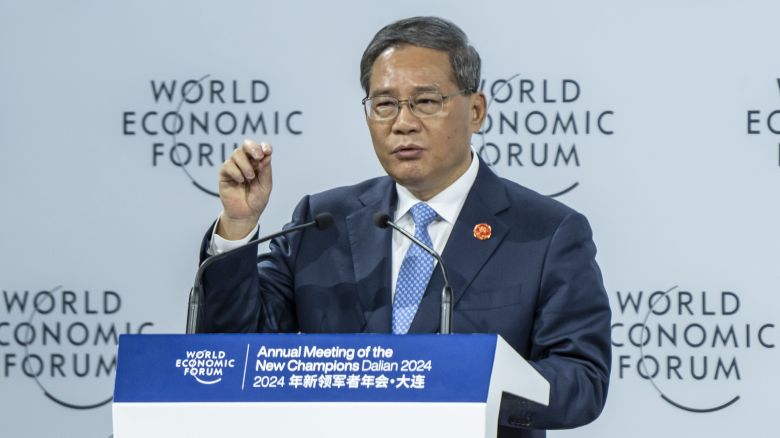 Li Qiang, China's premier, speaks at the World Economic Forum (WEF) in Dalian, China, on Tuesday, June 25, 2024.