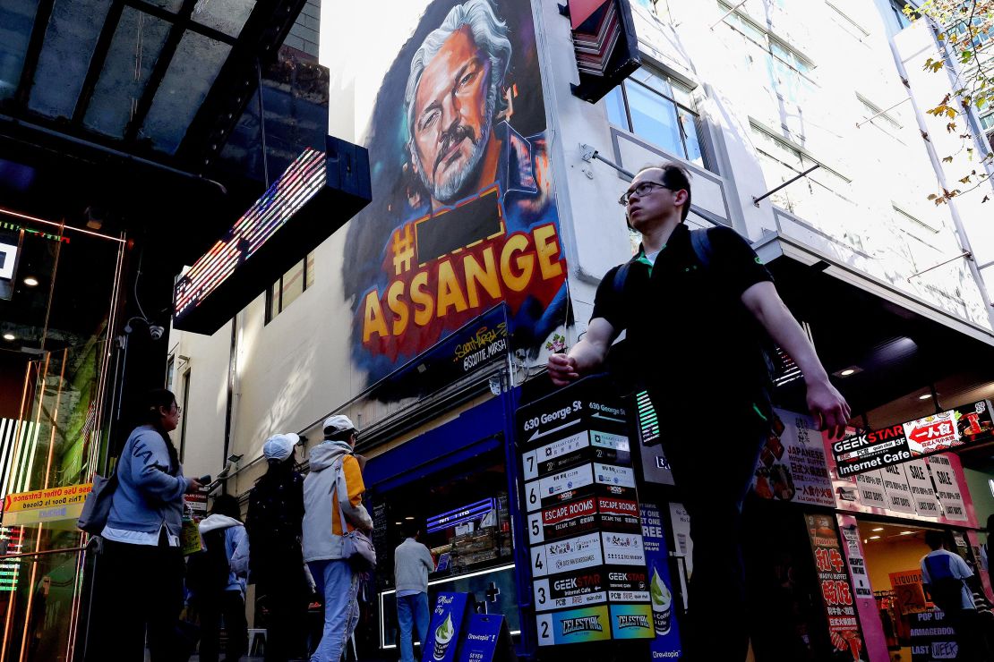 A mural of Wikileaks founder Julian Assange in Sydney's central business district. Assange, who was released from prison in the UK on June 24, has long been a polarizing figure in his native Australia.