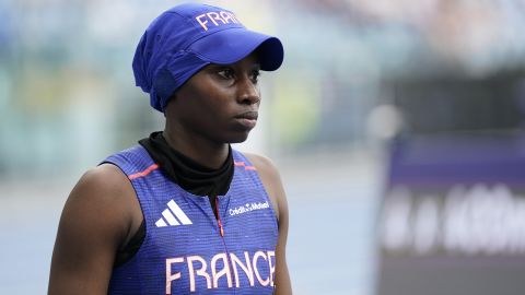 Sylla Sounkamba of team France attends the 4x400m Relay Women of team France during day five of the 26th European Athletics Championships - Rome 2024 at Stadio Olimpico on June 11, 2024 in Rome, Italy.