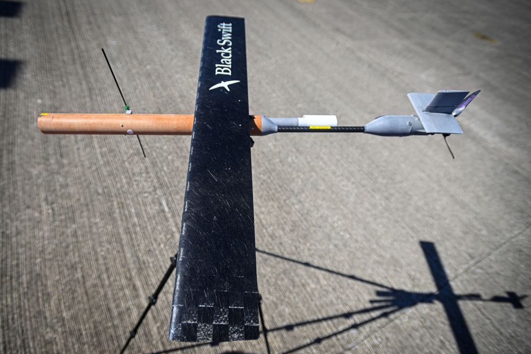 A view of the Black Swift SØ meteorologic drone at NASA's Kennedy Space Center in Cape Canaveral, Florida, on June 25, 2024.