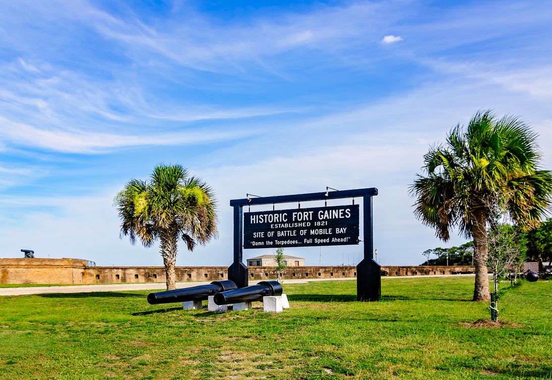 Historic Fort Gaines, the site of the Battle of Mobile Bay, is the leading attraction on Dauphin Island in Alabama.