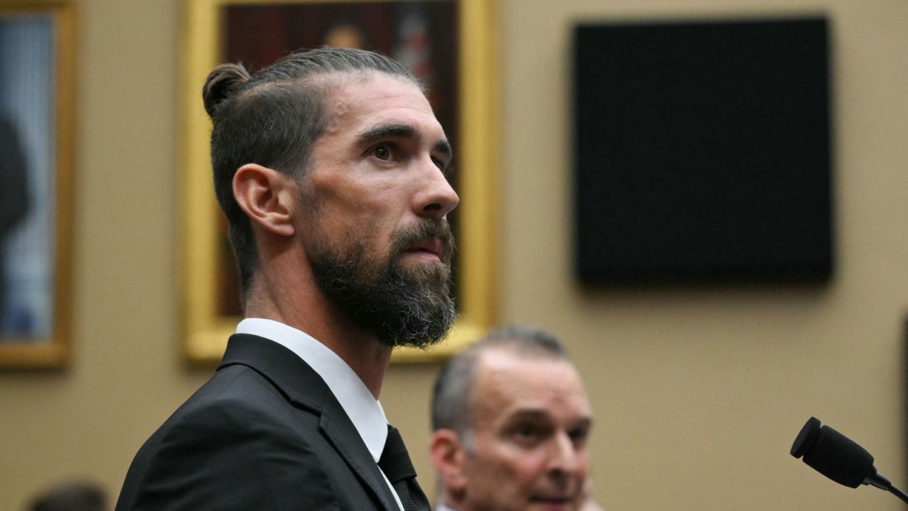 Michael Phelps testifies to a House subcomittee on Capitol Hill on June 25, 2024.
