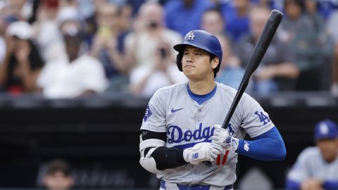 Shohei Ohtani looks on during the Los Angeles Dodgers' game against the Chicago White Sox.