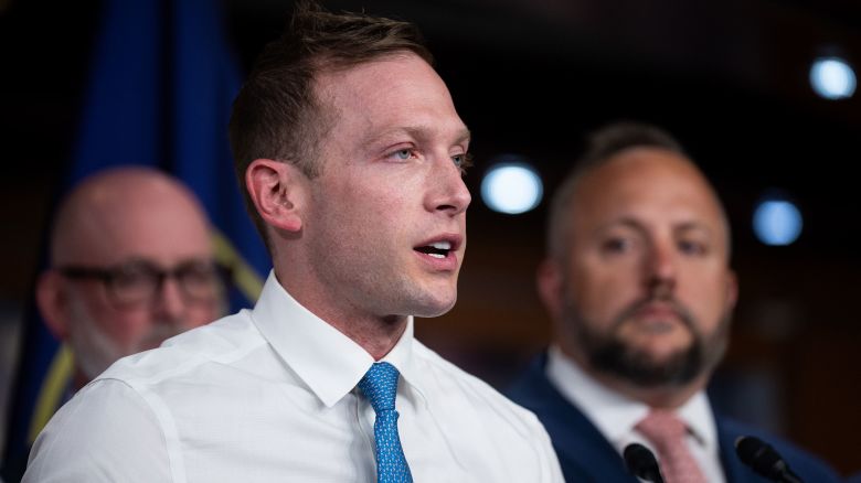 WASHINGTON - JUNE 26: Rep. Max Miller, R-Ohio, speaks during the news conference on efforts to hold Attorney General Garland in iInherent contempt of Congress in the U.S. Capitol on Wednesday, June 26, 2024. (Bill Clark/CQ-Roll Call, Inc via Getty Images)