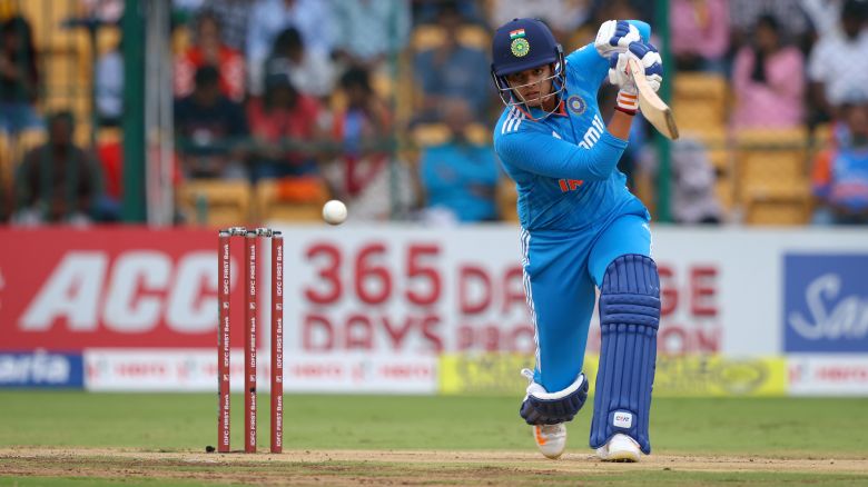 Shafali Verma of India bats during game three of the ODI series between India and South Africa at M. Chinnaswamy Stadium on June 23, 2024 in Bengaluru, India.