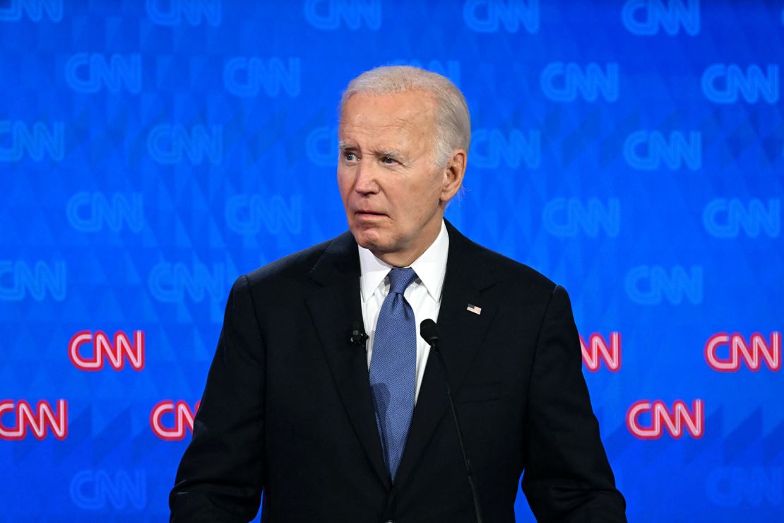 President Joe Biden participates in the CNN debate in Atlanta on June 27, 2024.