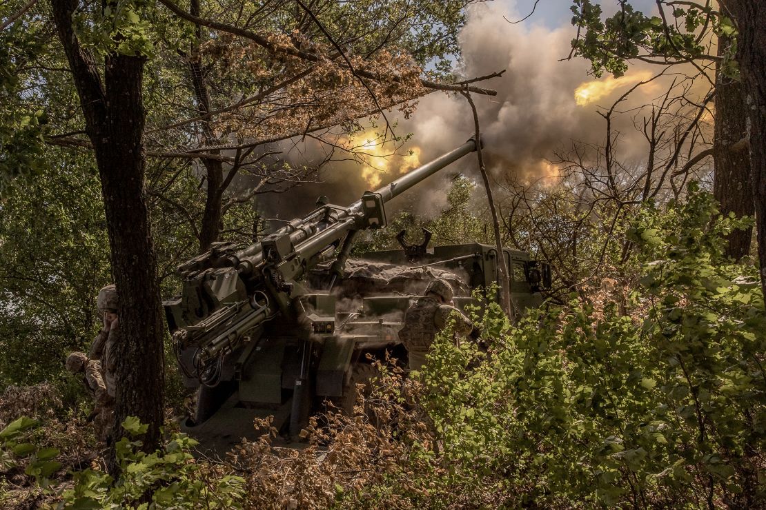 Ukrainian servicemen of the 55th Artillery Brigade "Zaporizhzhia Sich" fire a French-made CAESAR self-propelled howitzer toward Russian positions, in the Donetsk region, on June 27, 2024.