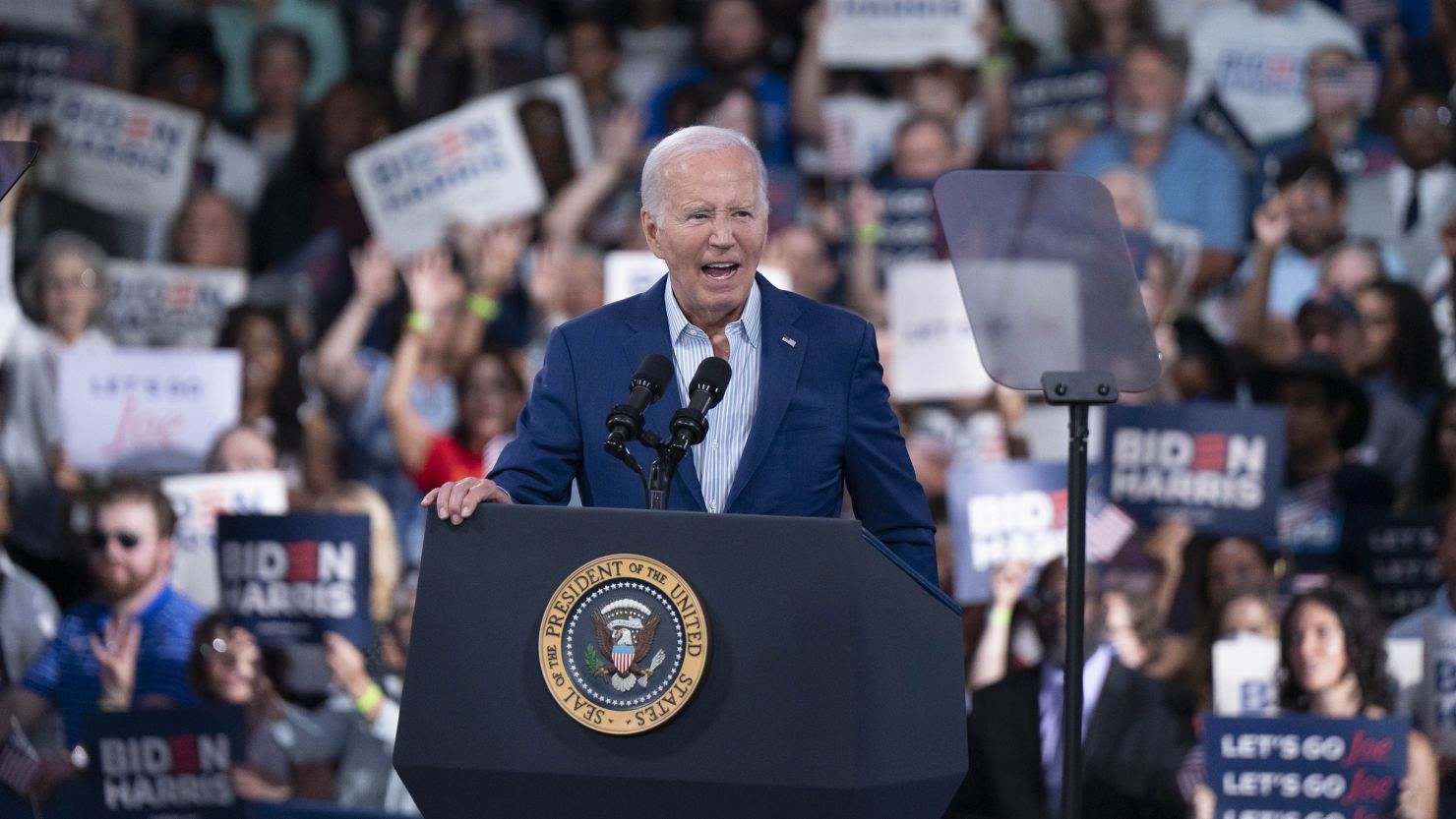 RALEIGH, NORTH CAROLINA - JUNE 28: U.S. President Joe Biden speaks at a post-debate campaign rally on June 28, 2024 in Raleigh, North Carolina. Last night President Biden and Republican presidential candidate, former U.S. President Donald Trump faced off in the first presidential debate of the 2024 campaign. (Photo by Allison Joyce/Getty Images)