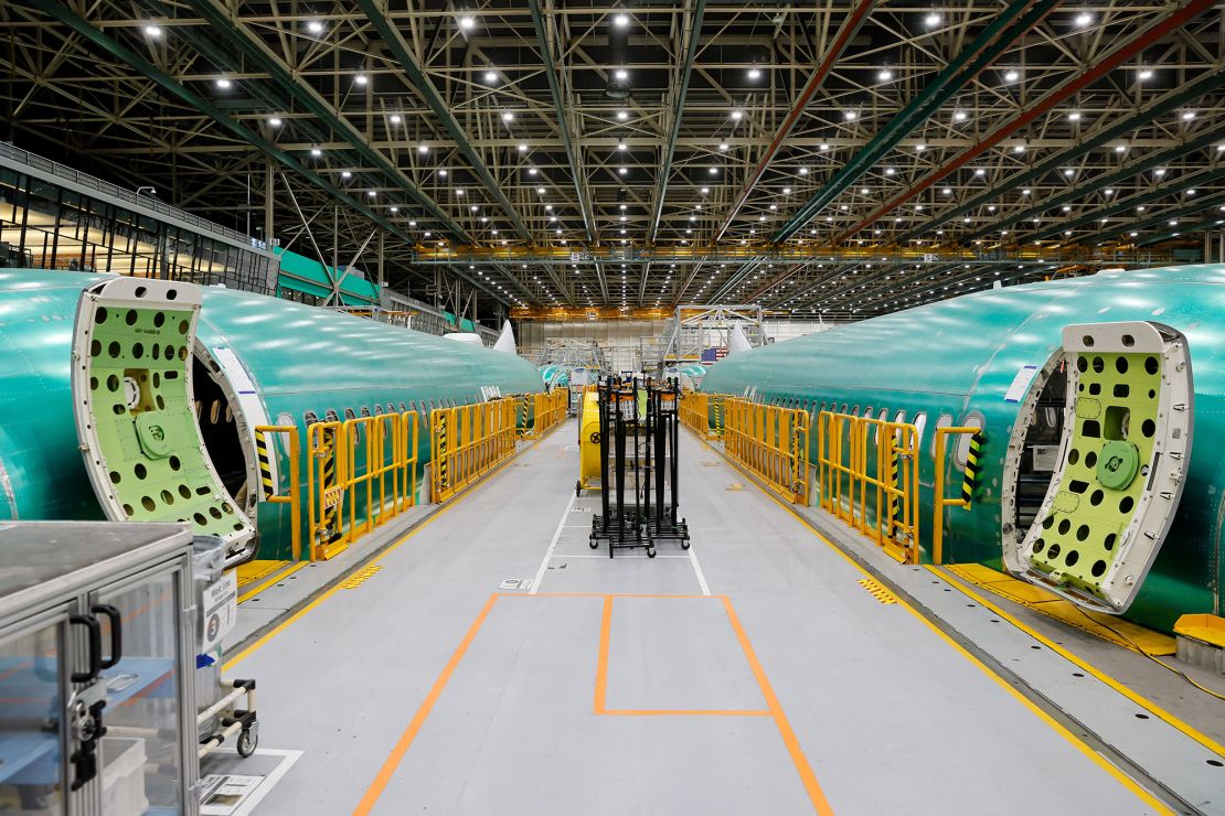 Boeing 737 MAX aircraft are assembled at a factory in Renton, Washington.