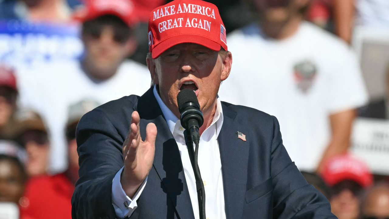 Former US President and Republican presidential candidate Donald Trump speaks during a campaign rally at the Historic Greenbrier Farms in Chesapeake, Virginia, on June 28, 2024. (Photo by Jim WATSON / AFP) (Photo by JIM WATSON/AFP via Getty Images)