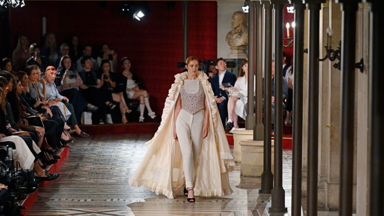 PARIS, - JUNE 25: (EDITORIAL USE ONLY - For Non-Editorial use please seek approval from Fashion House) A model walks the runway during the Chanel Haute Couture Fall/Winter 2024-2025 show as part of Paris Fashion Week on June 25, 2024 in Paris, . (Photo by Kristy Sparow/Getty Images)