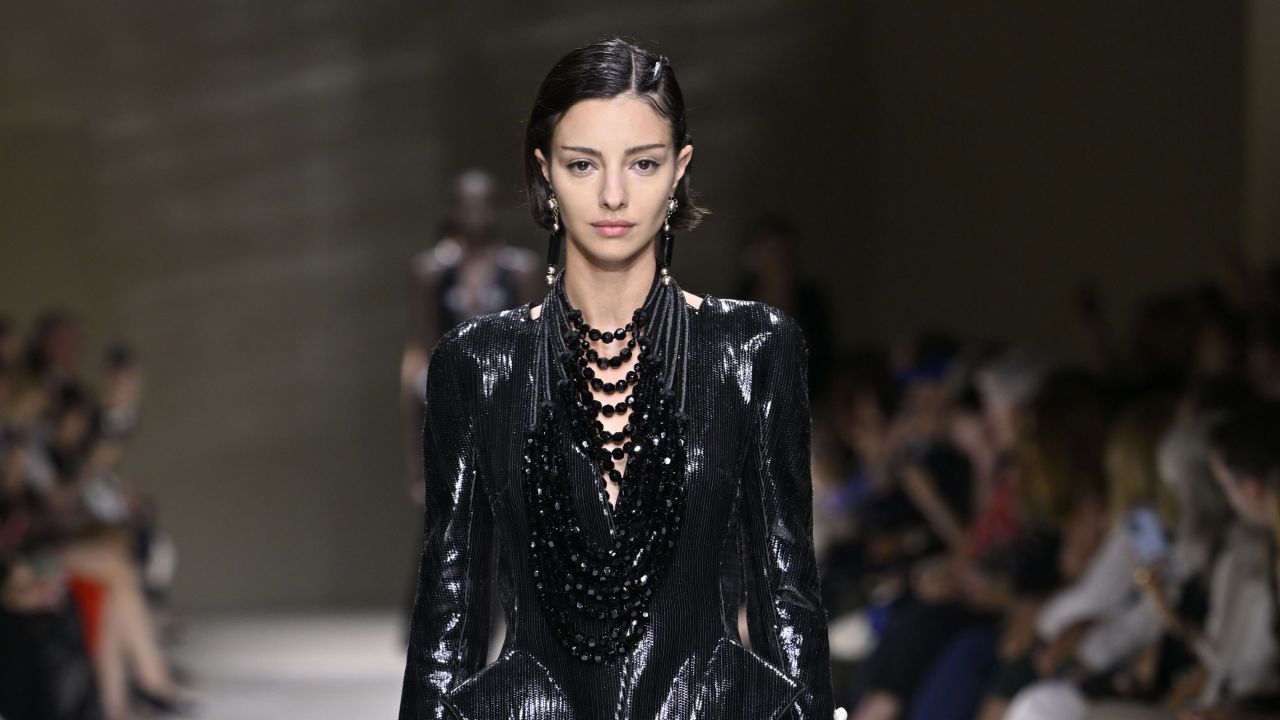 A model walks the runway during the Armani Prive Haute Couture Fall/Winter 2024-2025 fashion show as part of Paris Fashion Week on June 25, 2024 in Paris, France. (Photo by Victor VIRGILE/Gamma-Rapho via Getty Images)
