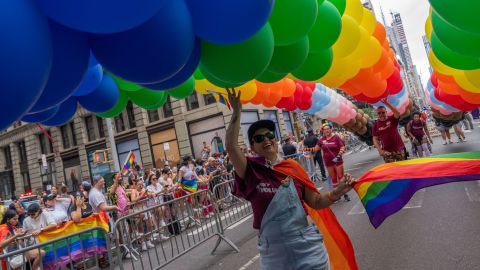 People participate in the New York City Pride March on June 30, 2024, in New York City.