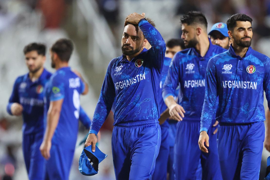 Afghanistan's men's team leave the field at this year's T20 Cricket World Cup.