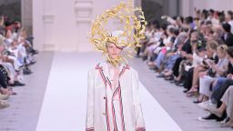 PARIS, FRANCE - JUNE 24: (EDITORIAL USE ONLY - For Non-Editorial use please seek approval from Fashion House) A model walks the runway during the Thom Browne Haute Couture Fall/Winter 2024-2025 show as part of Paris Fashion Week on June 24, 2024 in Paris, France. (Photo by Kristy Sparow/Getty Images)