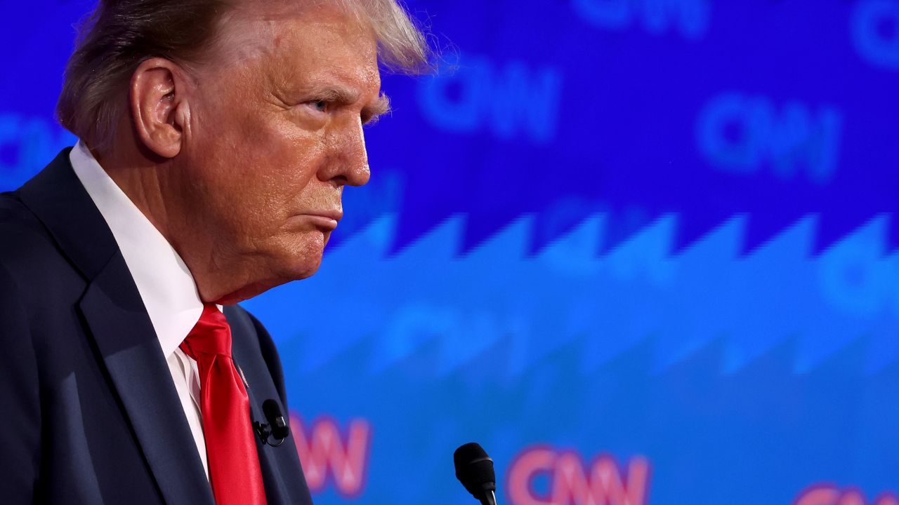 ATLANTA, GEORGIA - JUNE 27: Republican presidential candidate, former U.S. President Donald Trump delivers remarks during the CNN Presidential Debate at the CNN Studios on June 27, 2024 in Atlanta, Georgia. Former President Trump and U.S. President Joe Biden are facing off in the first presidential debate of the 2024 campaign. (Photo by Justin Sullivan/Getty Images)