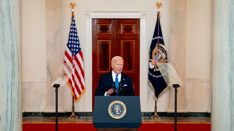 President Joe Biden speaks to to the media.