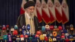 TEHRAN, IRAN - JUNE 28: Iran's supreme leader Ayatollah Ali Khamenei, addresses the media after casting of his ballot in the presidential runoff elections in Tehran on June 28, 2024. Iran's Guardian Council had approved six candidates for the June 28 election to replace president Ebrahim Raisi, who died last month in a helicopter crash. (Photo by Majid Saeedi/Getty Images)