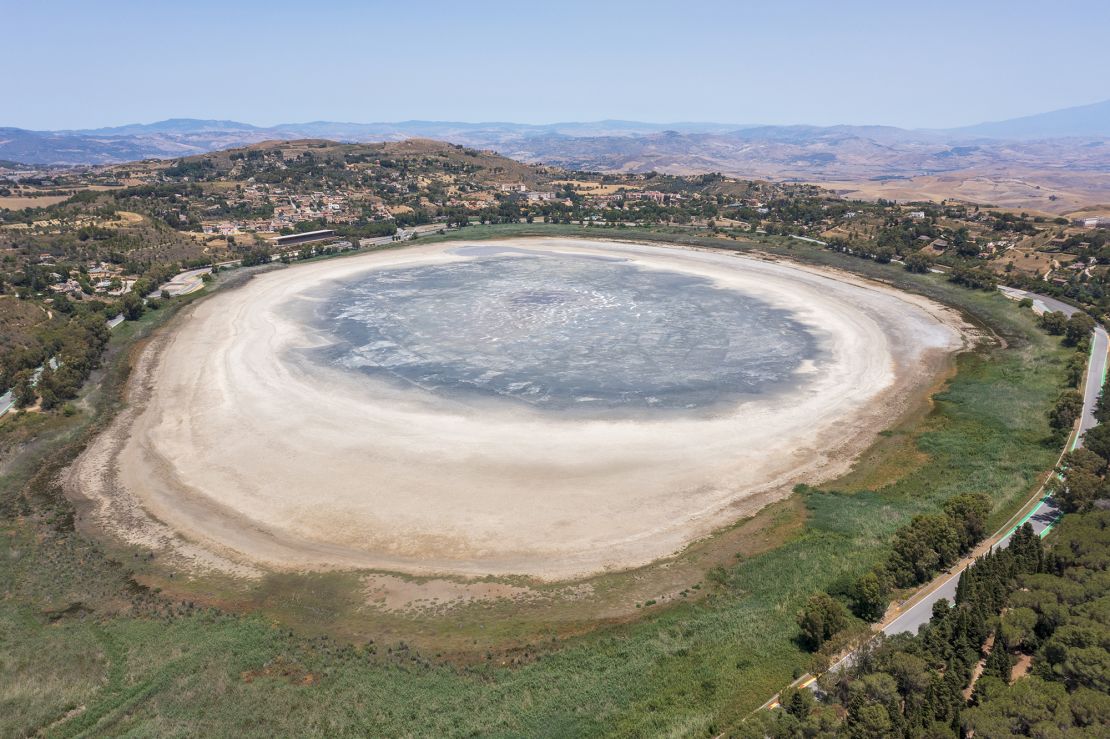 Lake Pergusa in central Sicily is fed by rain and groundwater, and has no inlets or tributaries.