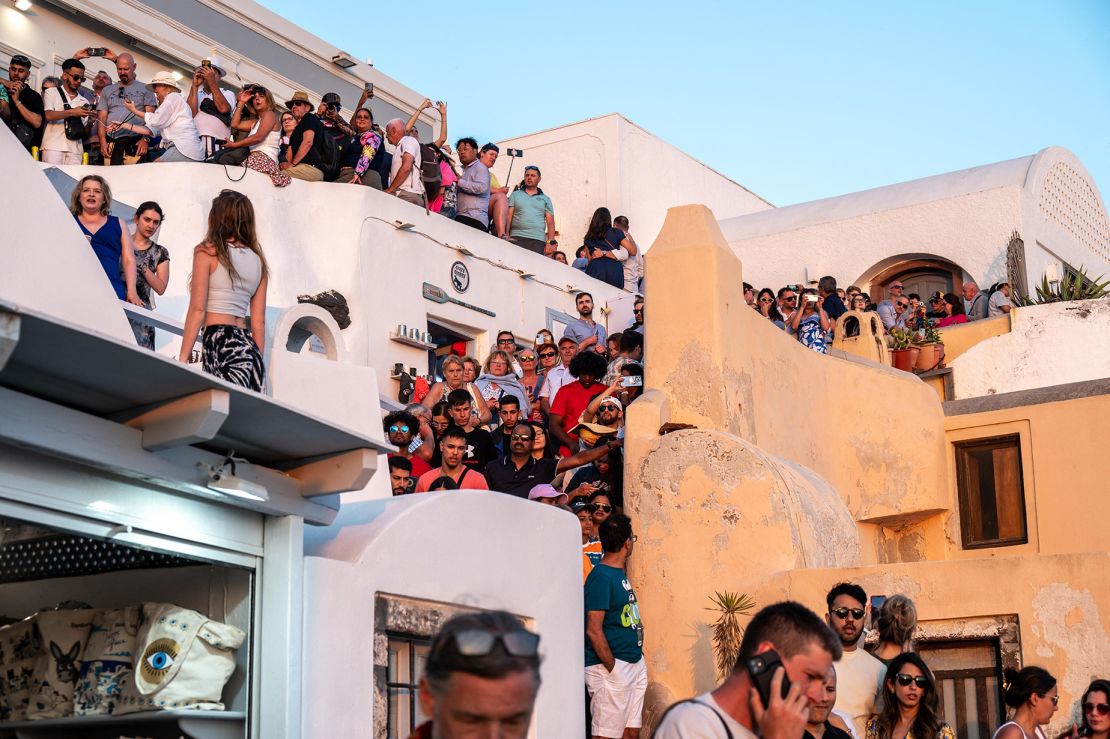 The battle for the best balcony spot gets underway in Oia on June 30.