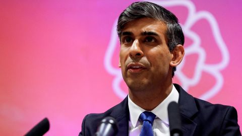 Britain's Prime Minister and Conservative Party leader Rishi Sunak delivers a speech after retaining his seat as MP for Richmond and Northallerton in Northallerton, north of England, early on July 5, 2024. Britain's main opposition Labour party looks set for a landslide election win, exit polls indicated, with Keir Starmer replacing Rishi Sunak as prime minister, ending 14 years of Conservative rule. (Photo by Temilade Adelaja / POOL / AFP) (Photo by TEMILADE ADELAJA/POOL/AFP via Getty Images)