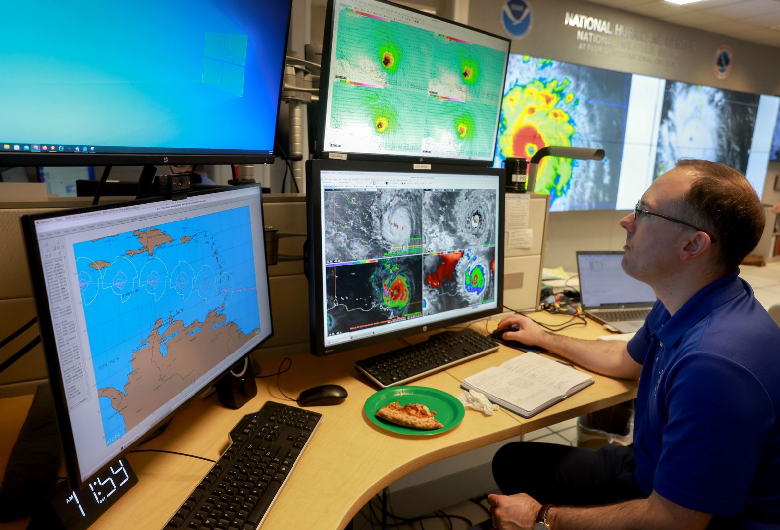 Brad Reinhart, senior hurricane specialist at the National Hurricane Center in Miami, tracks Hurricane Beryl on July 1.